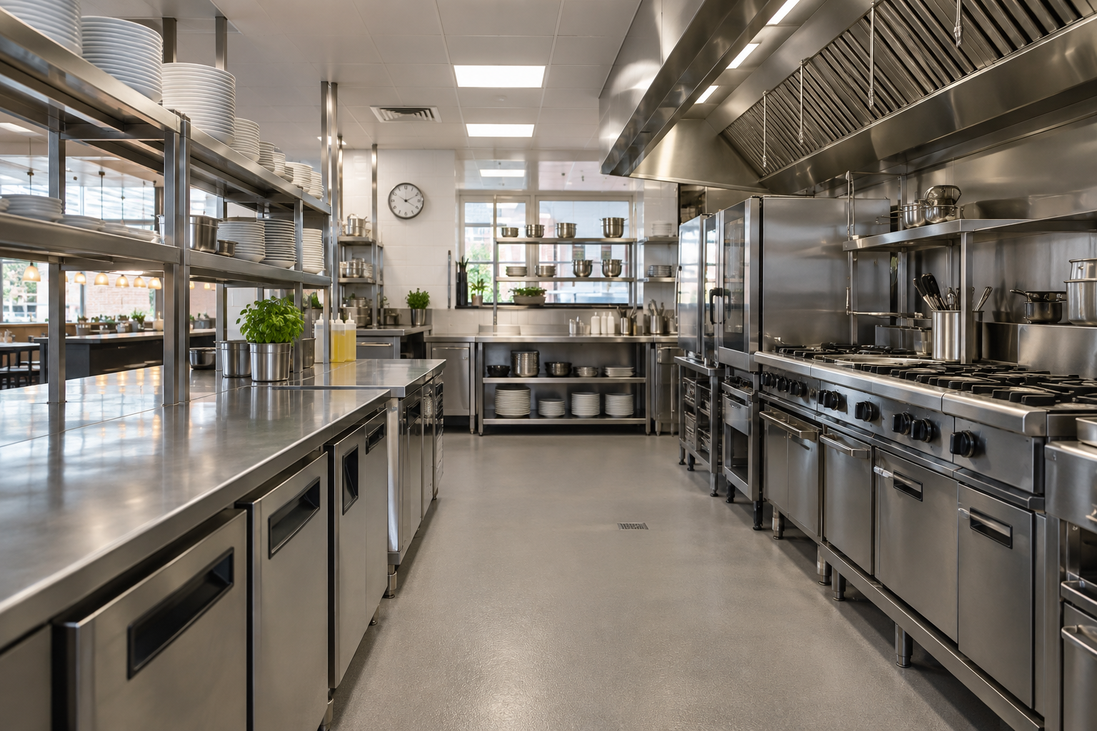 An immaculate professional commercial kitchen